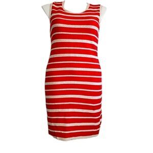 Max Studio sheath dress L Red White Stripe Nwt